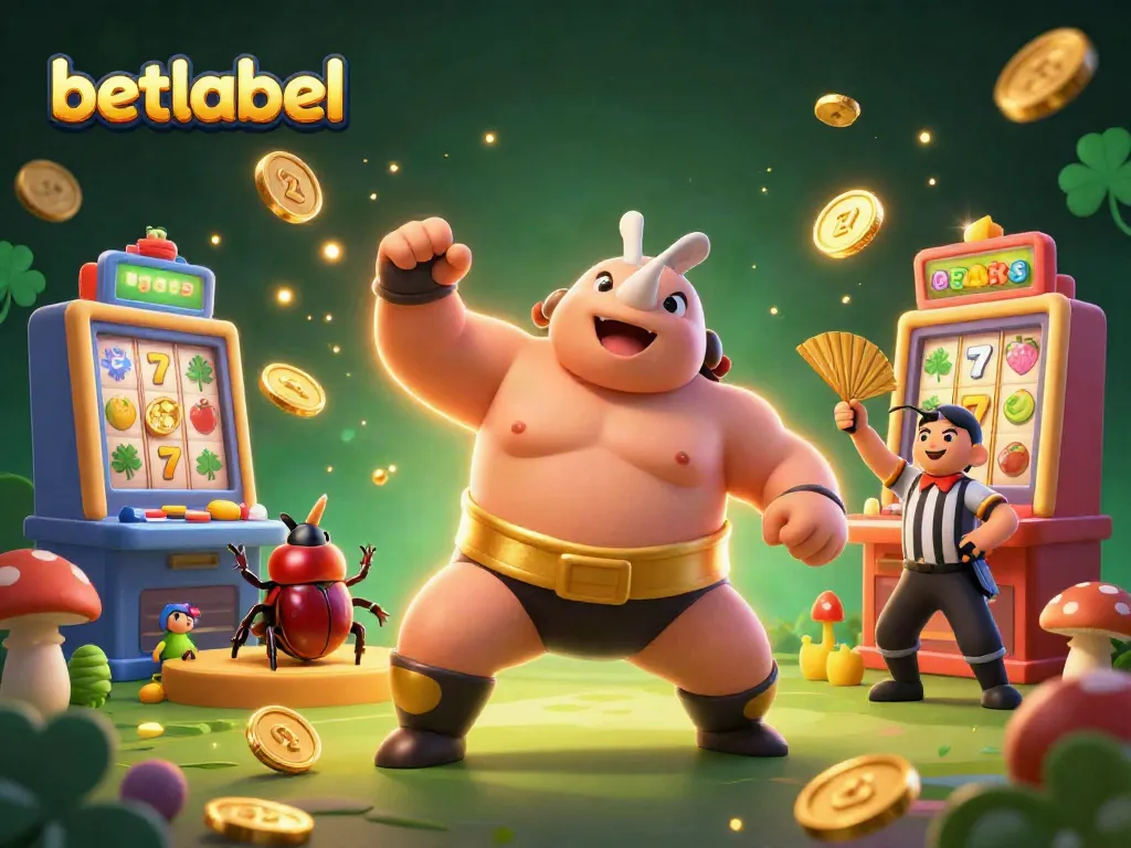 Experience the thrill of gaming at betlabel with a captivating casino scene featuring a sumo champion.